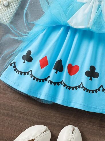 Wonderland Princess Girls Dress Costume with Crown Wand Jewelry Accessories for Toddler Halloween Birthday Party in Saudi Arabia