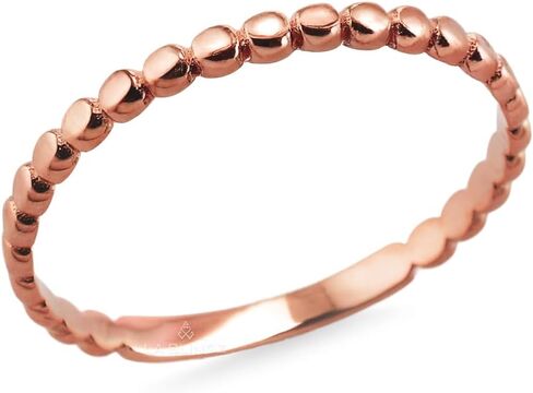 LA BLINGZ Dainty Solid Gold Beaded Ring Band for Women – 10K/14K Stackable Yellow, White & Rose Gold Ring – Delicate Minimalist Jewelry in Saudi Arabia