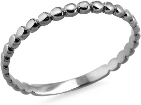 LA BLINGZ Dainty Solid Gold Beaded Ring Band for Women – 10K/14K Stackable Yellow, White & Rose Gold Ring – Delicate Minimalist Jewelry in Saudi Arabia