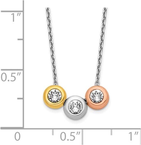Diamond2Deal Sterling Silver Rhodium-Plate Gold/Rose-tone Triple Crystal Neckl in Kuwait