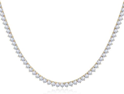 Graduated Tennis Necklace for Women Men 18K White/Yellow Gold Plated 5A 4.0mm 3 Prong Round Cubic Zirconia Cut Faux Diamond tennis chain | Exquisite festival gifts | Sizes 16" - 22" in Saudi Arabia