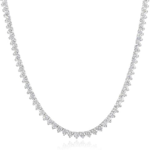 Graduated Tennis Necklace for Women Men 18K White/Yellow Gold Plated 5A 4.0mm 3 Prong Round Cubic Zirconia Cut Faux Diamond tennis chain | Exquisite festival gifts | Sizes 16" - 22" in Kuwait
