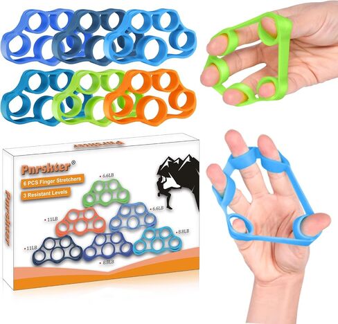 Hand Grip Strengthener, Finger Exerciser, Grip Strength Trainer (6 PCS),New Material,Forearm Grip Workout, Finger Stretcher, Relieve Wrist Pain, Carpal Tunnel. (Finger Exerciser) in Saudi Arabia