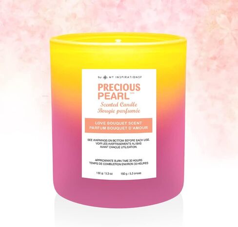 Precious Pearl My Inspirations Charmed Aroma Candle Scented, Soy Candles With Jewelry Inside, Comes with A Surprise Necklace Hidden, Perfect for Mother's Day, Birthdays,150G/5.3OZ (Love Bouquet) in Saudi Arabia