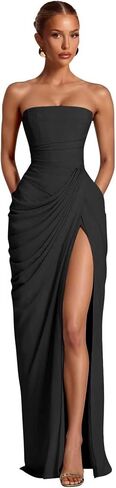 Mermaid Corset Prom Dresses 2026 Chiffon Bridesmaid Dresses for Women Pleated Formal Evening Dress with Slit in Kuwait