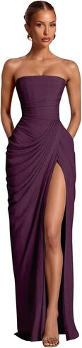 Mermaid Corset Prom Dresses 2026 Chiffon Bridesmaid Dresses for Women Pleated Formal Evening Dress with Slit in Kuwait
