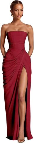 Mermaid Corset Prom Dresses 2026 Chiffon Bridesmaid Dresses for Women Pleated Formal Evening Dress with Slit in Kuwait