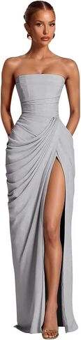 Mermaid Corset Prom Dresses 2026 Chiffon Bridesmaid Dresses for Women Pleated Formal Evening Dress with Slit in Kuwait