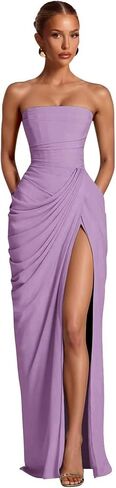 Mermaid Corset Prom Dresses 2026 Chiffon Bridesmaid Dresses for Women Pleated Formal Evening Dress with Slit in Kuwait