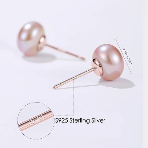 Pearl Earrings Studs for Women 3 Pairs AAAAA+ Freshwater Hypoallergenic Earring stud (18k Gold Plating 925 Sterling Silver) For Wedding Anniversary Birthday Christmas in Saudi Arabia