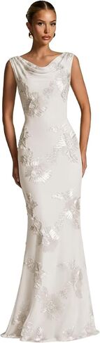 Floral Lace Bridesmaid Dresses for Women Mermaid Long Cowl Neck Formal Evening Prom Dress in Saudi Arabia