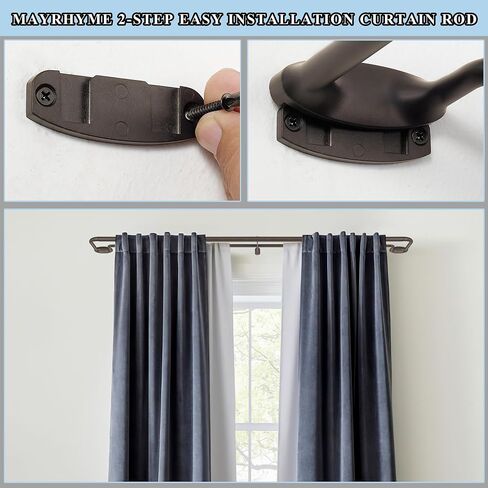 Double Curtain Rods, Wrap Around Curtain Rod for Windows, Internal Splicing 1'' Front and 5/8'' Back Adjustable Curtain Rod with Aluminum Finials and Brackets (Dark Bronze, 28-150") in Saudi Arabia
