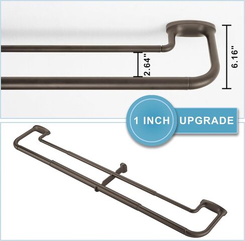 Double Curtain Rods, Wrap Around Curtain Rod for Windows, Internal Splicing 1'' Front and 5/8'' Back Adjustable Curtain Rod with Aluminum Finials and Brackets (Dark Bronze, 28-150") in Saudi Arabia