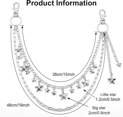Y2K Punk Layered Pants Chain, Silver Hip Hop Waist Jeans Chain with Charm, Fashion Jewelry Accessory for Men Women Music Festival Cosplay Daily Wear in Saudi Arabia