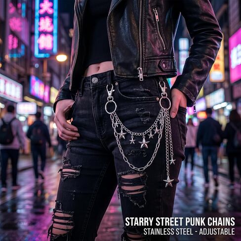 Y2K Punk Layered Pants Chain, Silver Hip Hop Waist Jeans Chain with Charm, Fashion Jewelry Accessory for Men Women Music Festival Cosplay Daily Wear in Saudi Arabia
