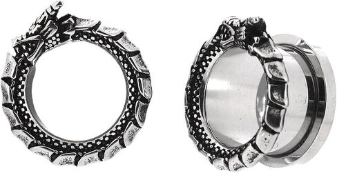 TURTLEDOVE Ouroboros Dragon Ear Gauges, Stainless Steel Ear Tunnels 2Pcs, Ear Expanders for Stretched Ears Body Jewelry in Kuwait