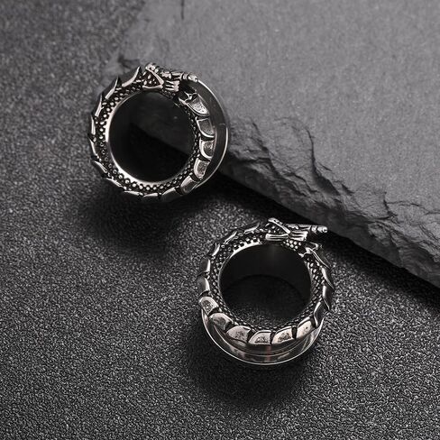 TURTLEDOVE Ouroboros Dragon Ear Gauges, Stainless Steel Ear Tunnels 2Pcs, Ear Expanders for Stretched Ears Body Jewelry in Kuwait