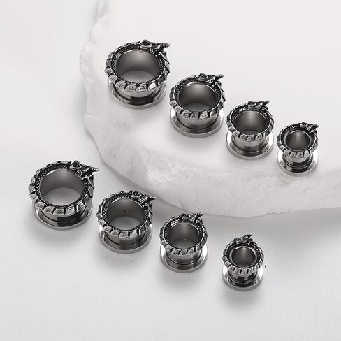 TURTLEDOVE Ouroboros Dragon Ear Gauges, Stainless Steel Ear Tunnels 2Pcs, Ear Expanders for Stretched Ears Body Jewelry in Kuwait