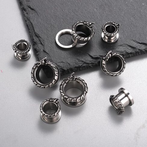 TURTLEDOVE Ouroboros Dragon Ear Gauges, Stainless Steel Ear Tunnels 2Pcs, Ear Expanders for Stretched Ears Body Jewelry in Kuwait