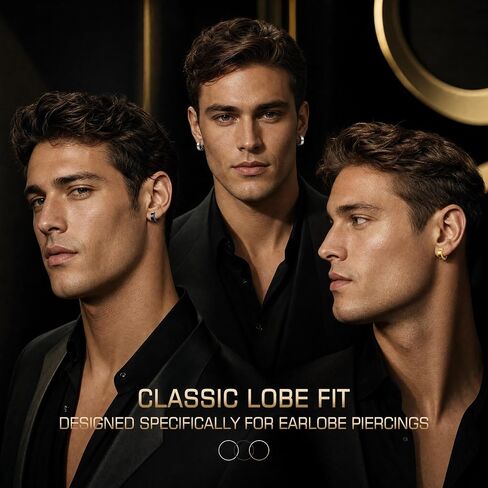 3 Pairs Stainless Steel Hoop Earrings for Men - Hypoallergenic Surgical Steel Mens Earrings Set - Small Black Silver Gold Metal Hoops in Saudi Arabia
