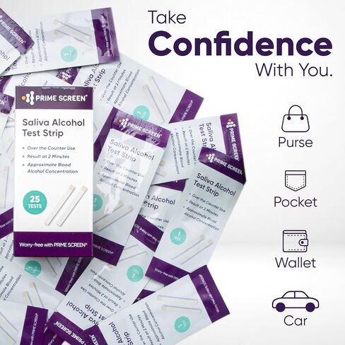 Prime Screen Saliva Alcohol Test Strip, High Accurate Home Test, Result in 2 Minutes - 25 Tests in Saudi Arabia