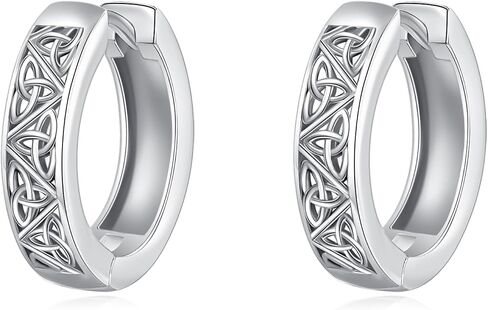 Celtic Knot Hoop Earrings 925 Sterling Silver Viking Trinity Knot Earrings Vintage Jewelry Gift for Women Men in Kuwait