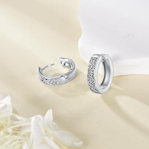 Celtic Knot Hoop Earrings 925 Sterling Silver Viking Trinity Knot Earrings Vintage Jewelry Gift for Women Men in Kuwait