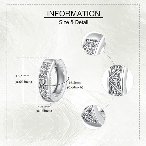 Celtic Knot Hoop Earrings 925 Sterling Silver Viking Trinity Knot Earrings Vintage Jewelry Gift for Women Men in Kuwait
