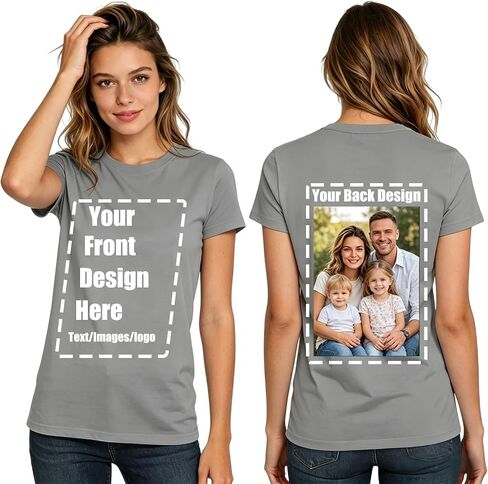 Personalized Custom T Shirts | Heavyweight Cotton Tees Men Women | Upload Photo Text Logo for Family Reunion Gifts in Kuwait