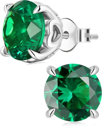 Genuine Emerald/Saphhire/Ruby Stud Earrings, Really Authentic Solid 925 Sterling Silver Hypoallergenic, Pretty Everyday Post Earrings, Wedding Birthday Valentines Anniversary Mothers Day Ideal Gift for Her in Saudi Arabia