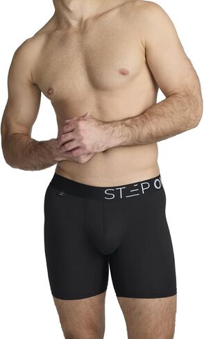 STEP ONE Mens Boxers Shorts, 1 Pair, Anti Chafing Underwear for Men, Moisture-Wicking Boxer Shorts with 3D Pouch Black L in Saudi Arabia