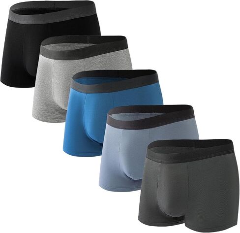 Men's Underwear Boxer Briefs Comfortable Breathable Bamboo Viscose Fiber with 3D Expansion Pouch Design 5 Packs in Saudi Arabia