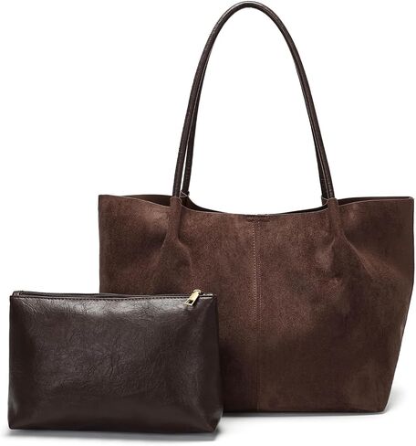 Suede Tote Bag for Women with Leather Purse Large Capacity Work Travel Handbags Ladies Shoulder Bags in Saudi Arabia