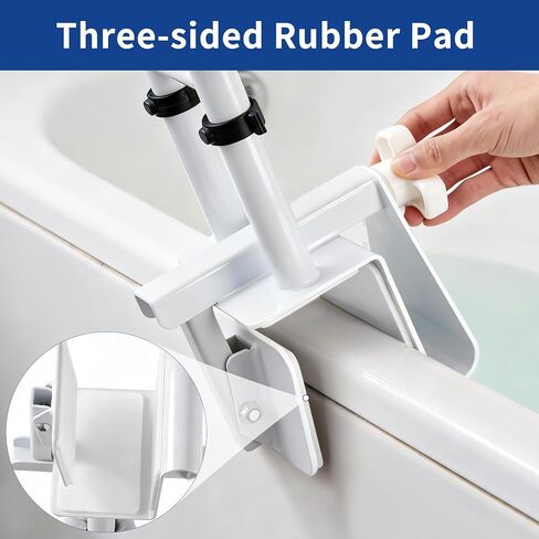 UNLICON Medical Adjustable Bathtub Safety Rail,Adjustable Grab Bars for Bathroom, Shower Handle for Seniors and Elderly, White in Kuwait