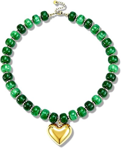 Resin Chunky Beaded Statement Necklace for Women Boho Choker Necklaces Minimalistic Modern Jewelry Accessories Mother's Day Birthday Gifts in Saudi Arabia