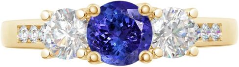 Houston Diamond District 1-6 Carat Round 14K Yellow Gold LAB GROWN Gemstone 3 Stone and Channel Set LAB GROWN Diamond Engagement Ring (AAAA Heirloom Quality) in Kuwait