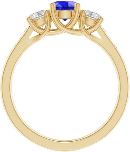 Houston Diamond District 1-6 Carat Round 14K Yellow Gold LAB GROWN Gemstone 3 Stone and Channel Set LAB GROWN Diamond Engagement Ring (AAAA Heirloom Quality) in Kuwait