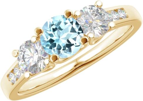 Houston Diamond District 1-6 Carat Round 14K Yellow Gold LAB GROWN Gemstone 3 Stone and Channel Set LAB GROWN Diamond Engagement Ring (AAAA Heirloom Quality) in Kuwait
