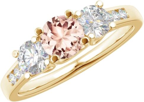 Houston Diamond District 1-6 Carat Round 14K Yellow Gold LAB GROWN Gemstone 3 Stone and Channel Set LAB GROWN Diamond Engagement Ring (AAAA Heirloom Quality) in Kuwait