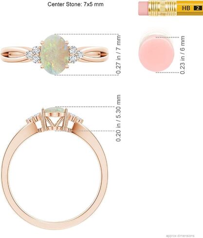 Angara Natural Opal Ring for Women | Solitaire Oval Opal Split Shank Ring with Trio Diamonds in 14K Solid Gold/Sterling Silver/Platinum in Kuwait
