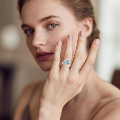 Natural Turquoise Ring for Women 925 Sterling Silver Vintage Flower with Oval Cut Turquoise Ring in Saudi Arabia