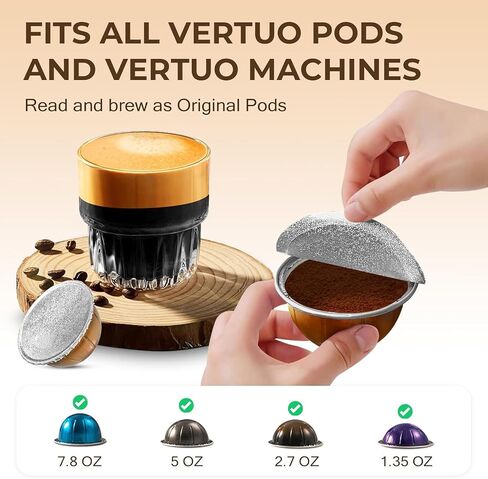 Reusable Nespresso Vertuo Pods Kit: Vertuo Refillable Pods for Faster Seal Nespresso Pods Vertuo Espresso VertuoPlus Coffee Capsules - with 100Pcs Aluminum Foil Seal Lids, Scoop and Lid Opener in Kuwait