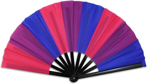 Flags Importer Bisexual X-Large Hand Fan - For Parties, Events, Raves, Indoor, Outdoor Use - 25" Wide Foldable Hand Fan Pride in Saudi Arabia