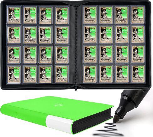 D DACCKIT Toploader Binder, Holds 640 Toploaders - 16-Pocket Top Loader Binder for 3" x 4" Rigid Card Holders for Trading Cards or Sports Cards（Model A，Brilliant Green） in Saudi Arabia