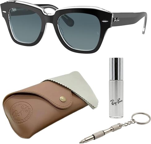 Ray-Ban RB2186 State Street Square Square Shope مع حزمة مجموعة النظارات الرسمية in Kuwait