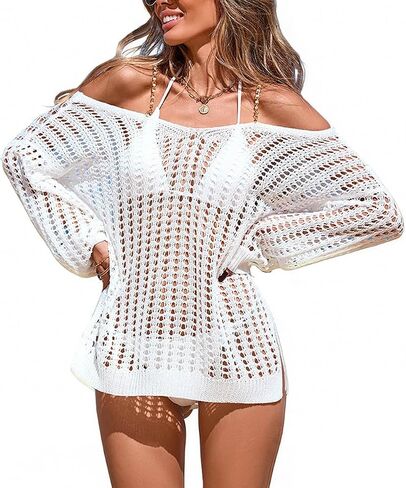 Women Crochet Swimsuit Cover Ups with Metal Strap Sexy Hollow Out CoverUp Beach Dress in Saudi Arabia