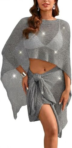 MAKABO Women's Swimsuits Cover Ups Set for Crochet Sheer Hawaii Hollow Out 2 Piece Bikini Coverup Beach Swimwear in Saudi Arabia