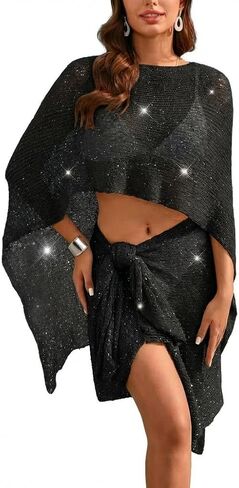 MAKABO Women's Swimsuits Cover Ups Set for Crochet Sheer Hawaii Hollow Out 2 Piece Bikini Coverup Beach Swimwear in Saudi Arabia