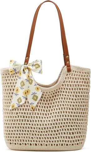Crochet Beach Bags for Women Woven Purses Shoulder Bag Tote Handbag Summer Beach Purse in Saudi Arabia