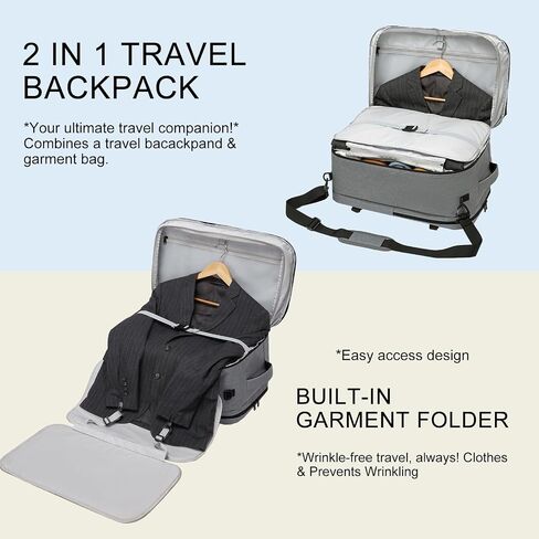 seyfocnia Convertible Travel Garment Bag for Men & Women, Multi-Pocket Travel Duffel Carry On Luggage Personal Item Business Suit Backpack in Kuwait